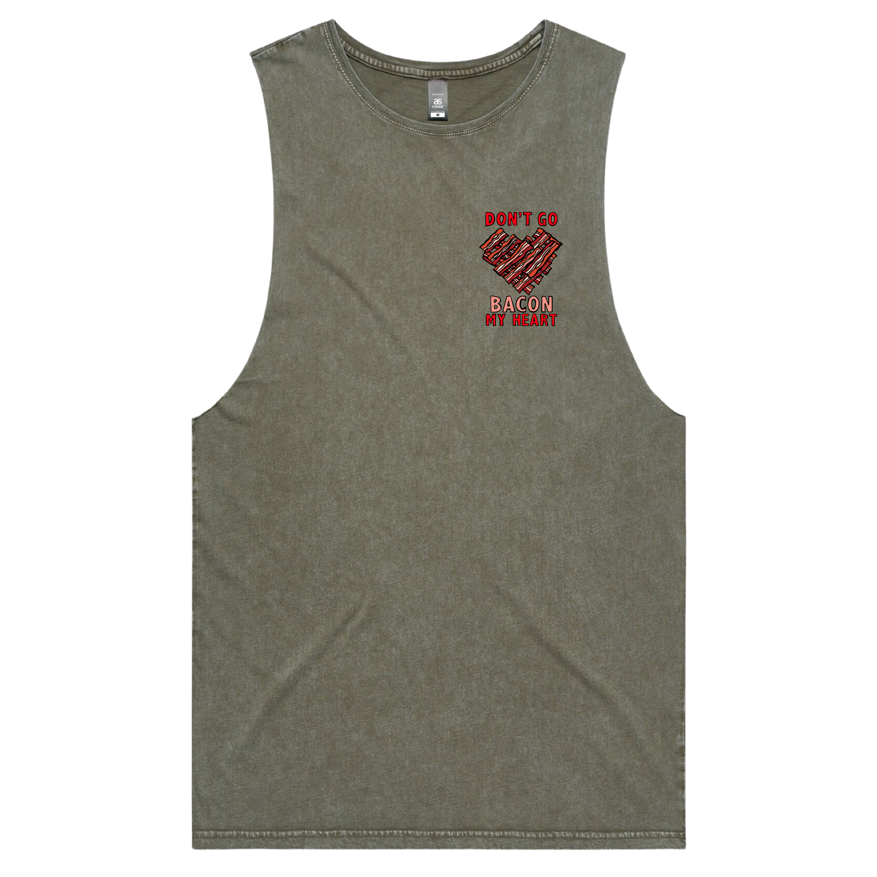 S / Moss / Small Front Design Bacon My Heart 🥓❤️- Tank