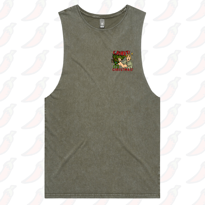 S / Moss / Small Front Design Crikey Itโs Christmas ๐๐ - Tank