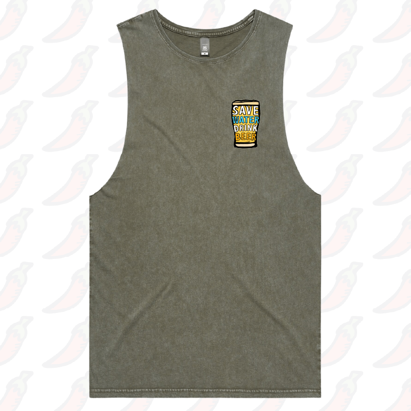 S / Moss / Small Front Design Save Water Drink Beer 🚱🍺 - Tank