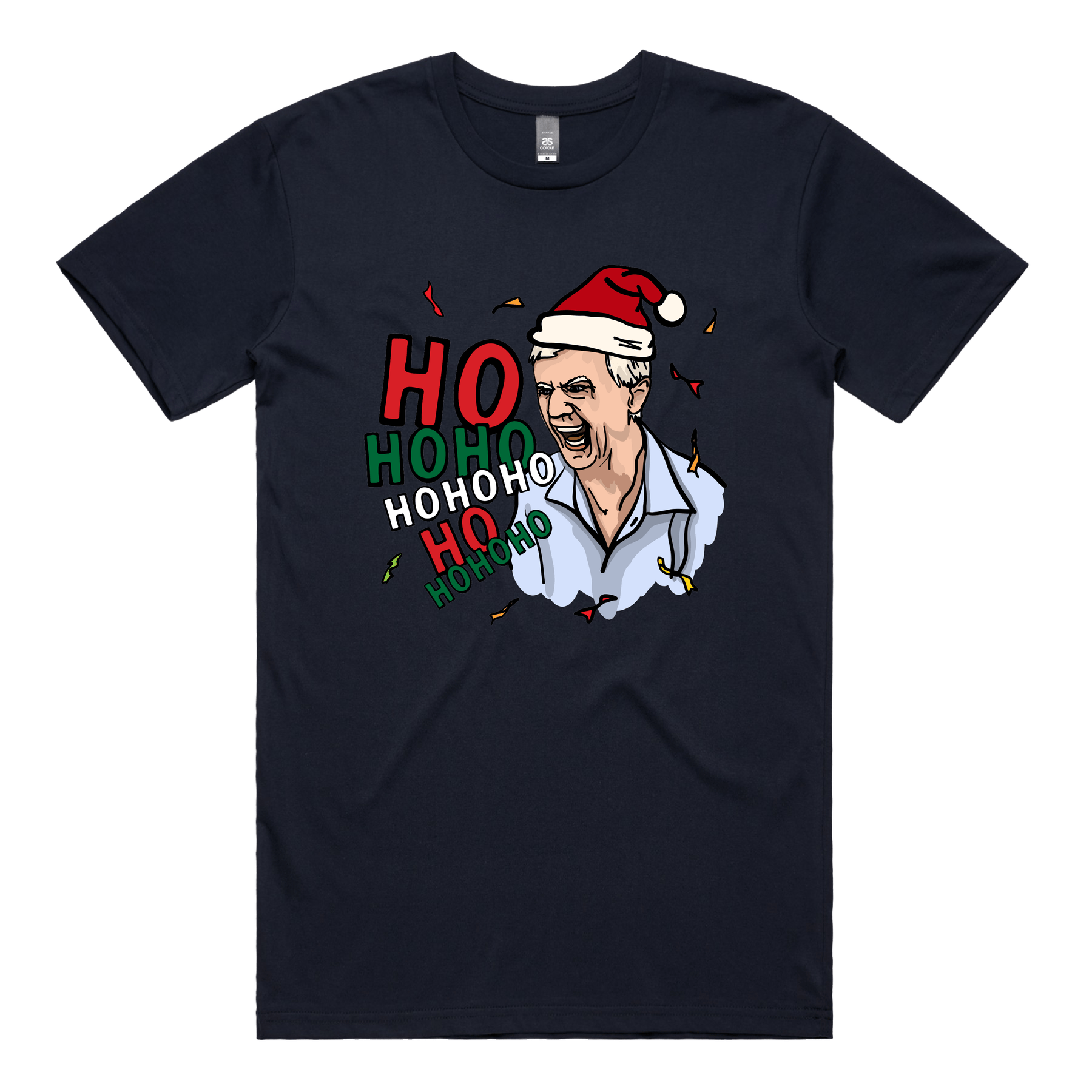 S / Navy / Large Front Design Barking Dog Man Christmas ๐ฃ๏ธ๐ - Men's T Shirt