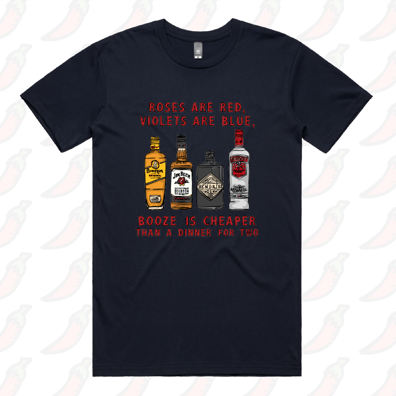 S / Navy / Large Front Design Boozy Date Night ๐ธ - Men's T Shirt