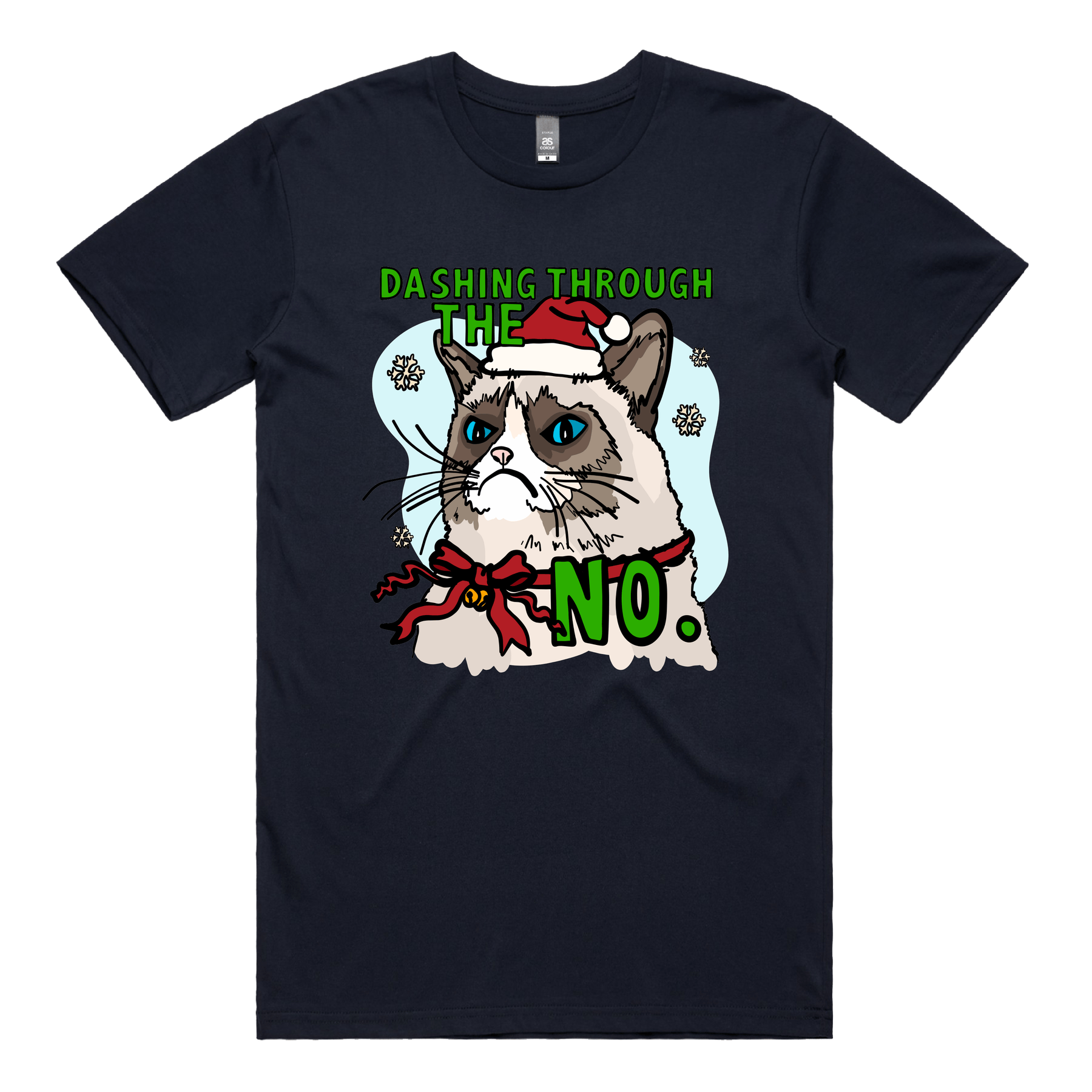 S / Navy / Large Front Design Grumpy Cat Christmas ๐พ๐ - Men's T Shirt