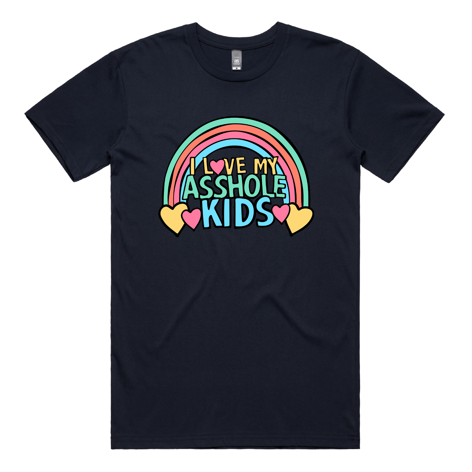 S / Navy / Large Front Design I Love My A$$hole Kids โค๏ธ๐ข - Men's T Shirt