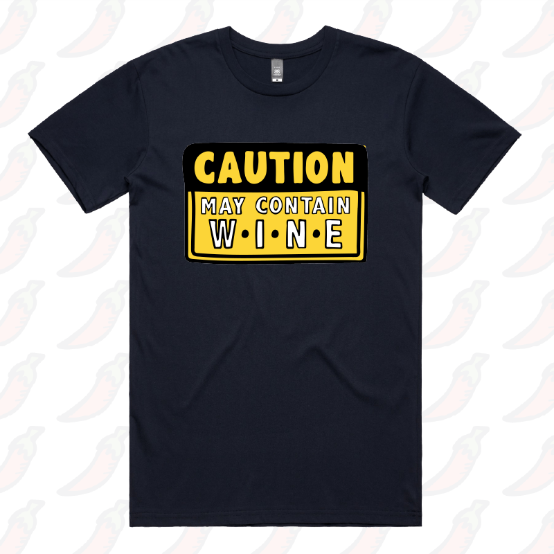 S / Navy / Large Front Design May Contain Wine ๐ท โ Men's T Shirt