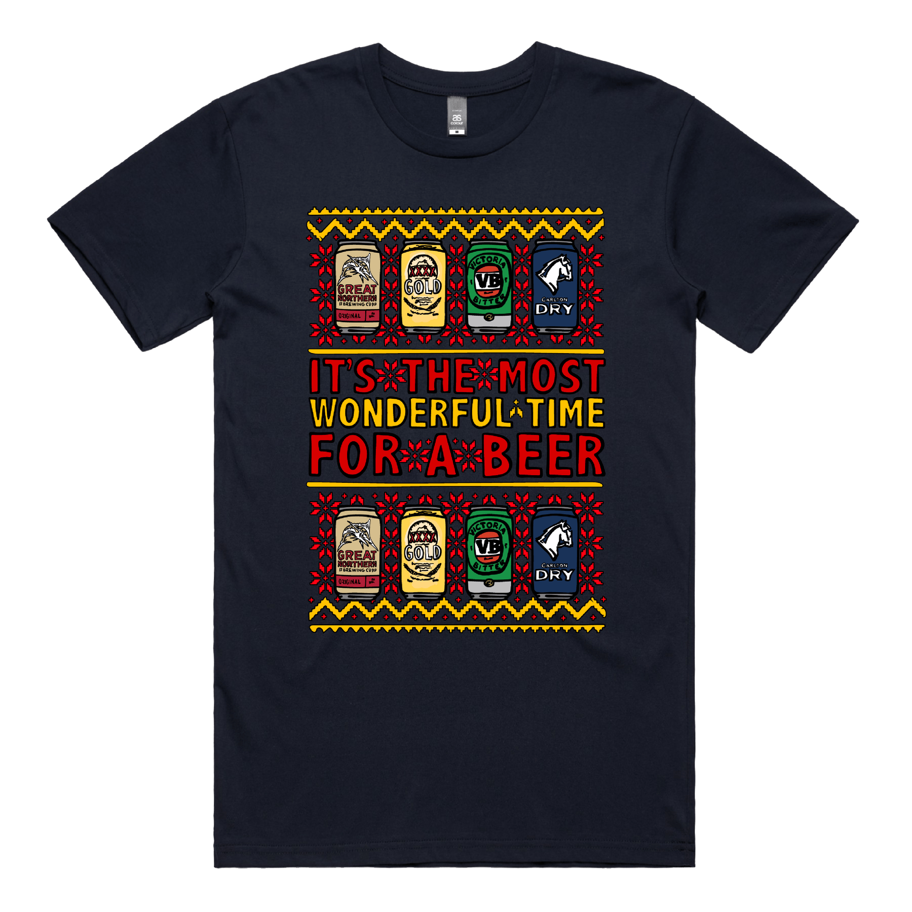 S / Navy / Large Front Design Most Wonderful Time For A Beer ๐๐ป โ Men's T Shirt