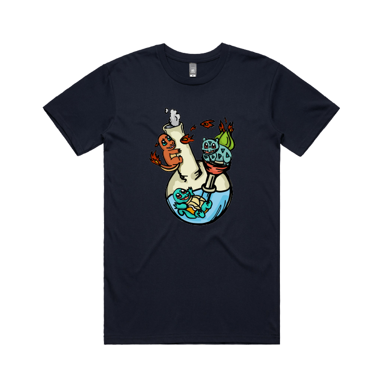 S / Navy / Large Front Design Pokebong 🦎 - Men's T Shirt