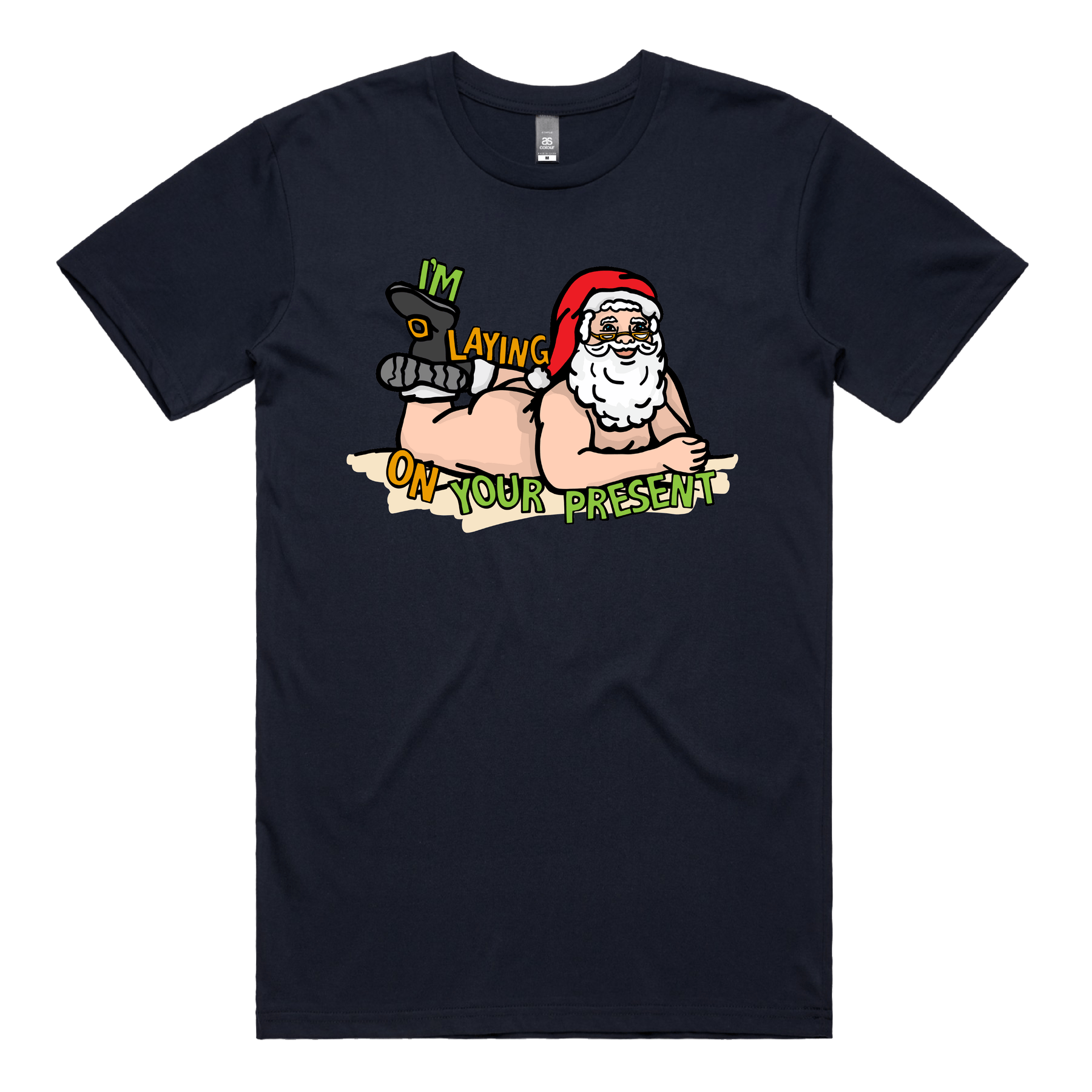 S / Navy / Large Front Design Santaโs Present ๐
๐- Men's T Shirt