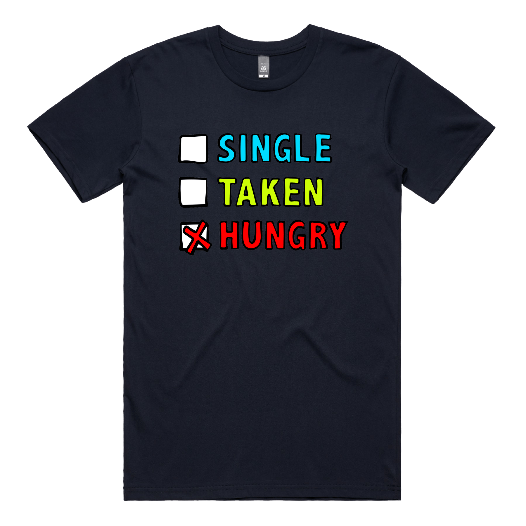 S / Navy / Large Front Design Single Taken Hungry ๐๐ - Men's T Shirt