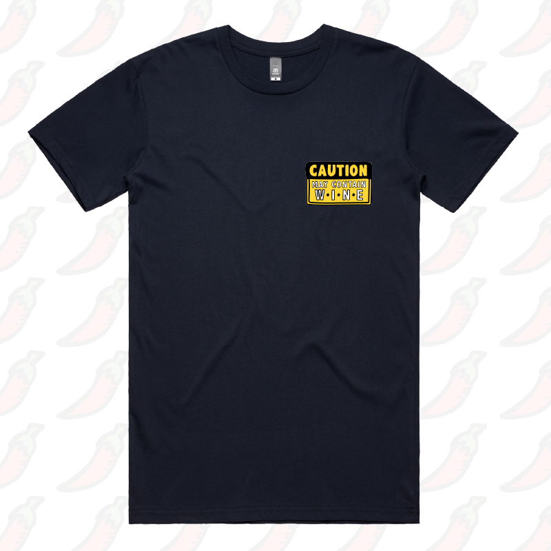 S / Navy / Small Front Design May Contain Wine ๐ท โ Men's T Shirt