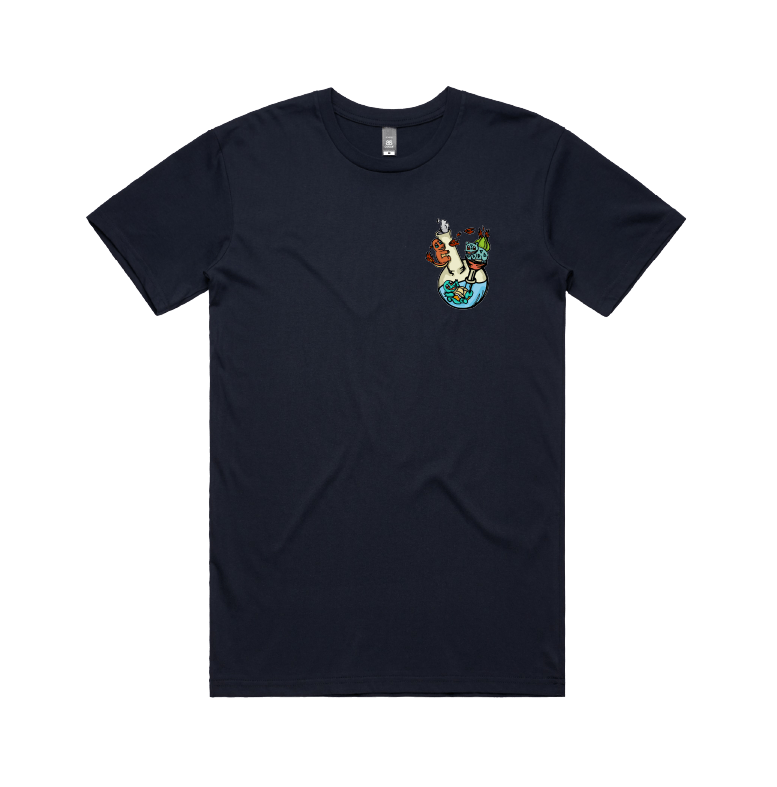 S / Navy / Small Front Design Pokebong 🦎 - Men's T Shirt