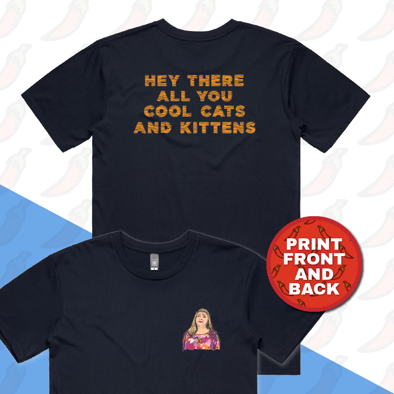 S / Navy / Small Front & Large Back Design Cool Cats & Kittens ๐ธ - Men's T Shirt