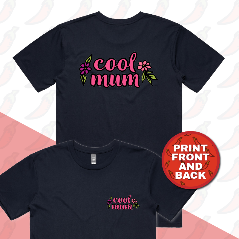 S / Navy / Small Front & Large Back Design Cool Mum ๐ทโ Men's T Shirt