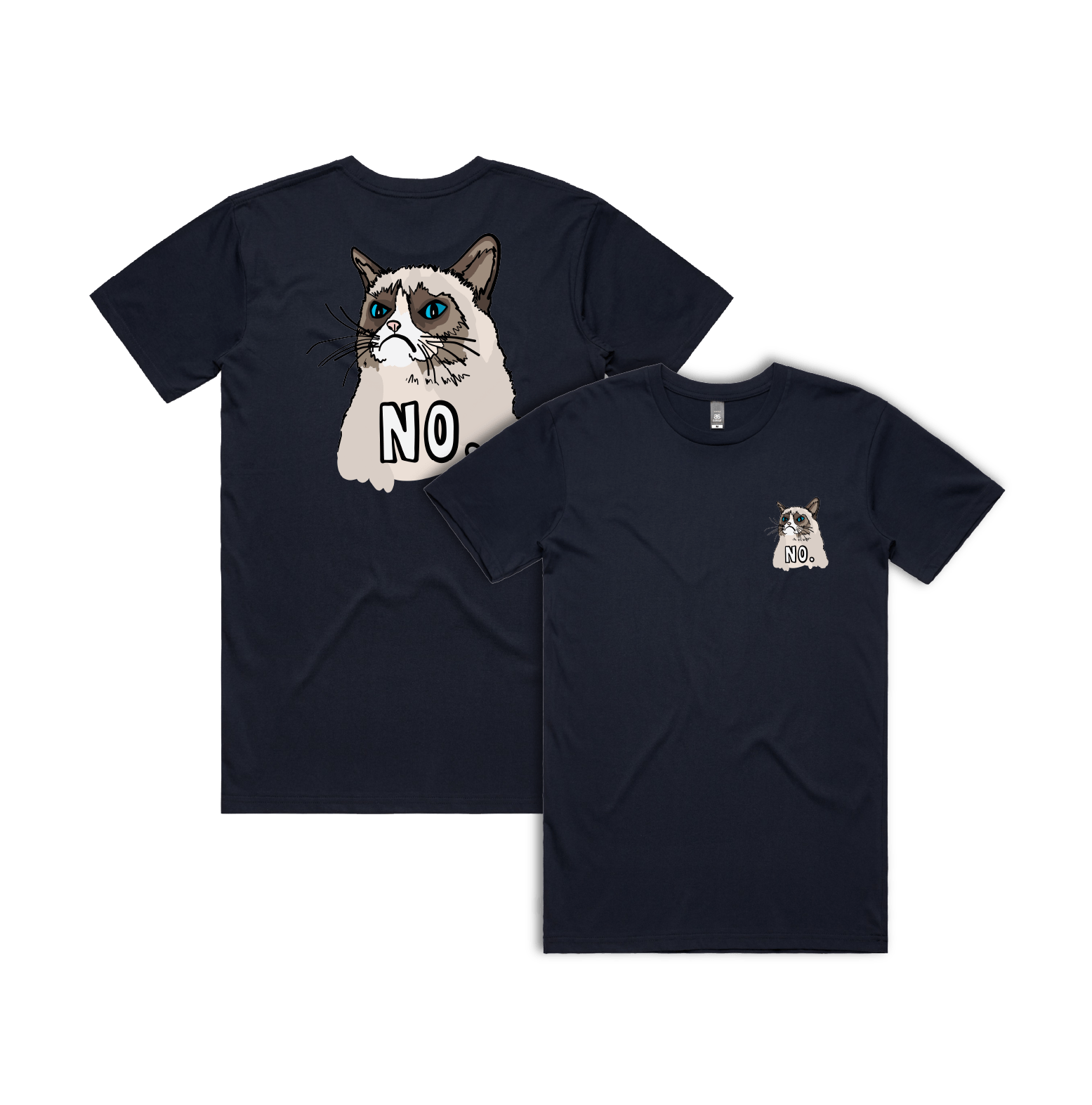 S / Navy / Small Front & Large Back Design Grumpy Cat! ๐พ - Men's T Shirt