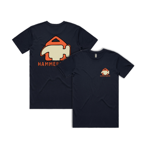S / Navy / Small Front & Large Back Design Hammerbarn 🔨 - Men's T Shirt