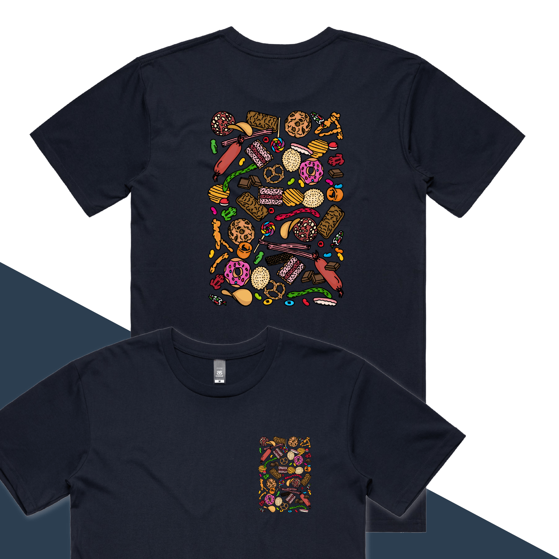 S / Navy / Small Front & Large Back Design Snacks! ๐ฌ๐ช - Men's T Shirt