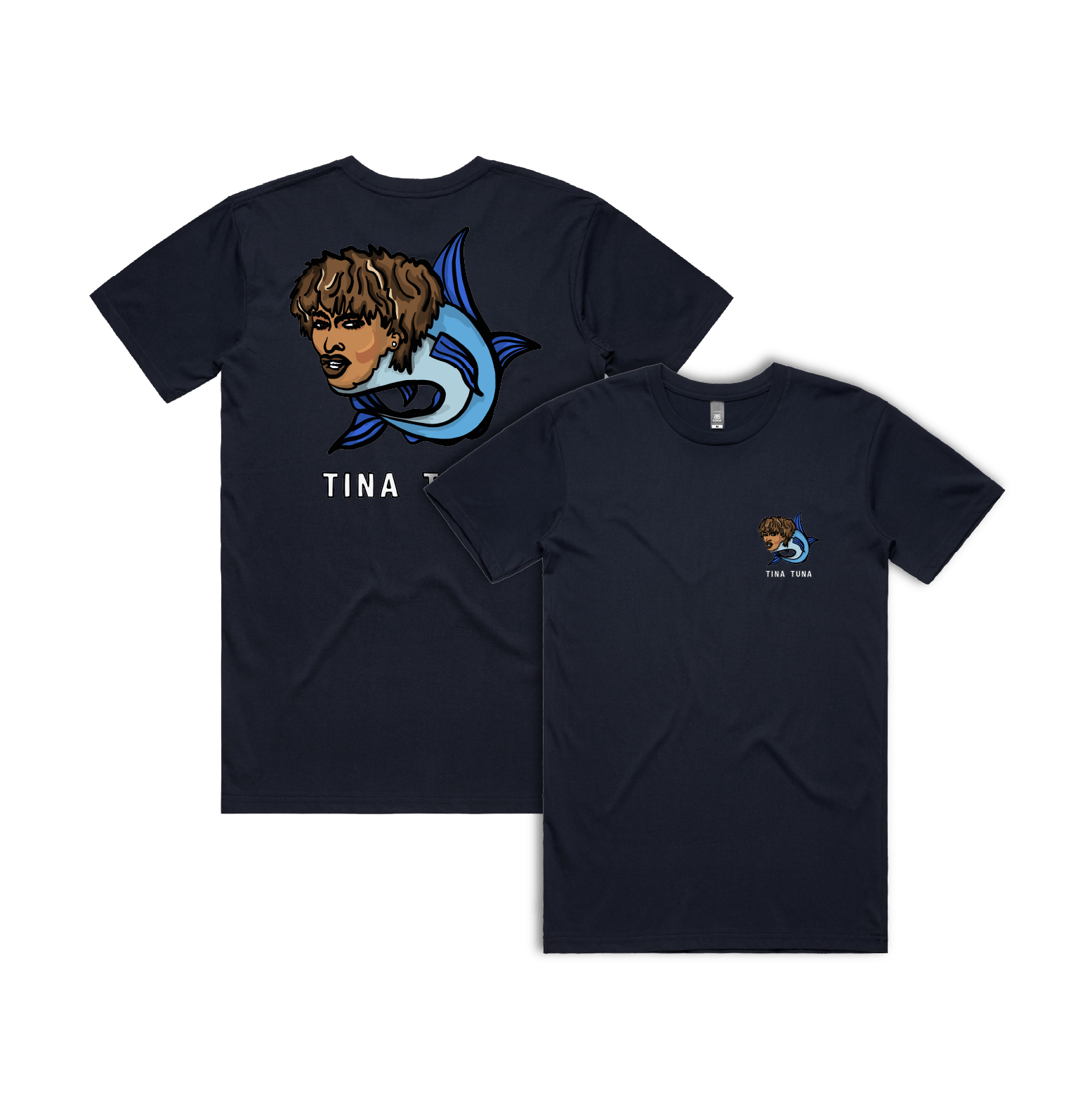 S / Navy / Small Front & Large Back Design Tina Tuna ๐ - Men's T Shirt