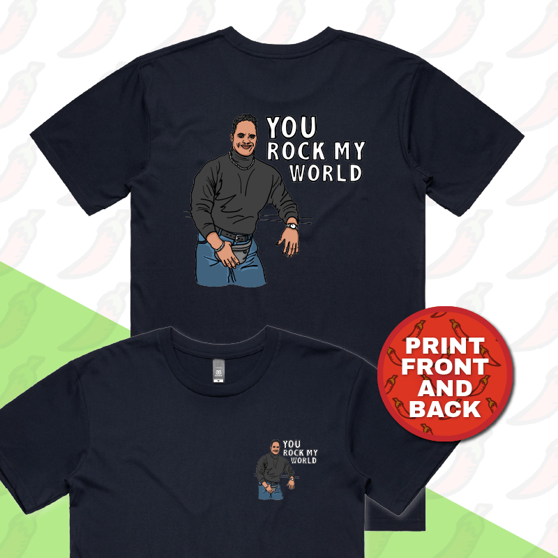 S / Navy / Small Front & Large Back Design U Rock My World ๐จ๐พ - Men's T Shirt