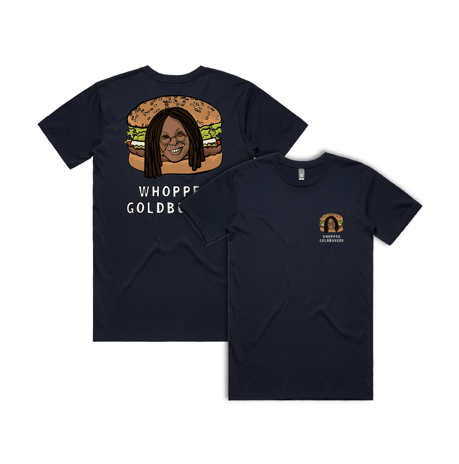 S / Navy / Small Front & Large Back Design Whopper Goldburger ๐ - Men's T Shirt