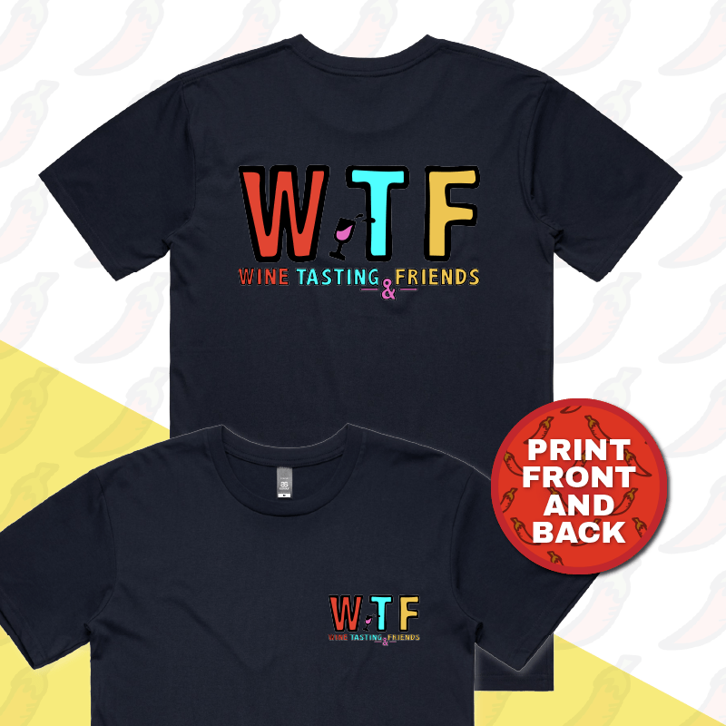 S / Navy / Small Front & Large Back Design WTF ๐ท๐
โ Men's T Shirt
