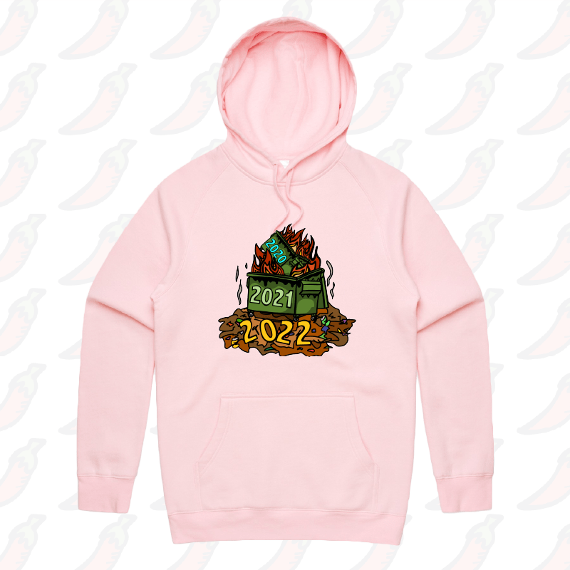S / Pink / Large Front Print 2022 Dumpster Fire ๐ฅ ๐๏ธ โ Unisex Hoodie