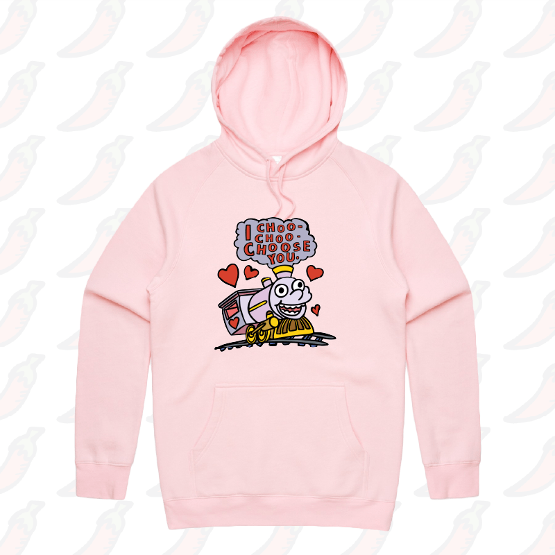 S / Pink / Large Front Print Choo Choo Choose You 🚂- Unisex Hoodie