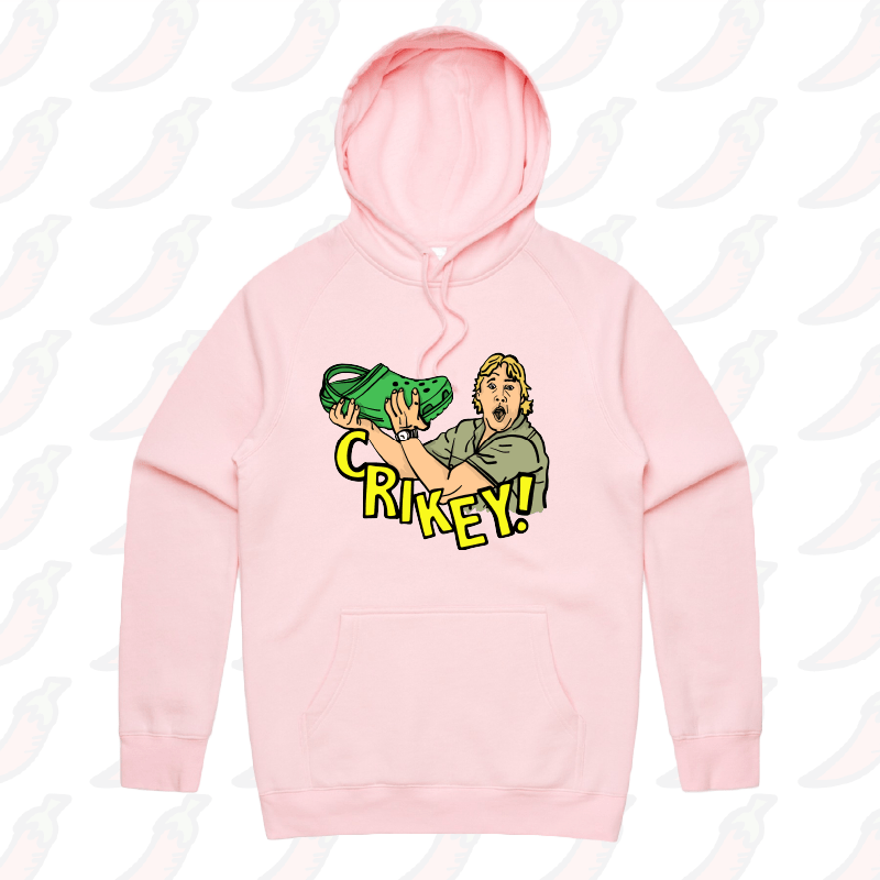 S / Pink / Large Front Print Crikey! Croc Hunter 🐊 - Unisex Hoodie