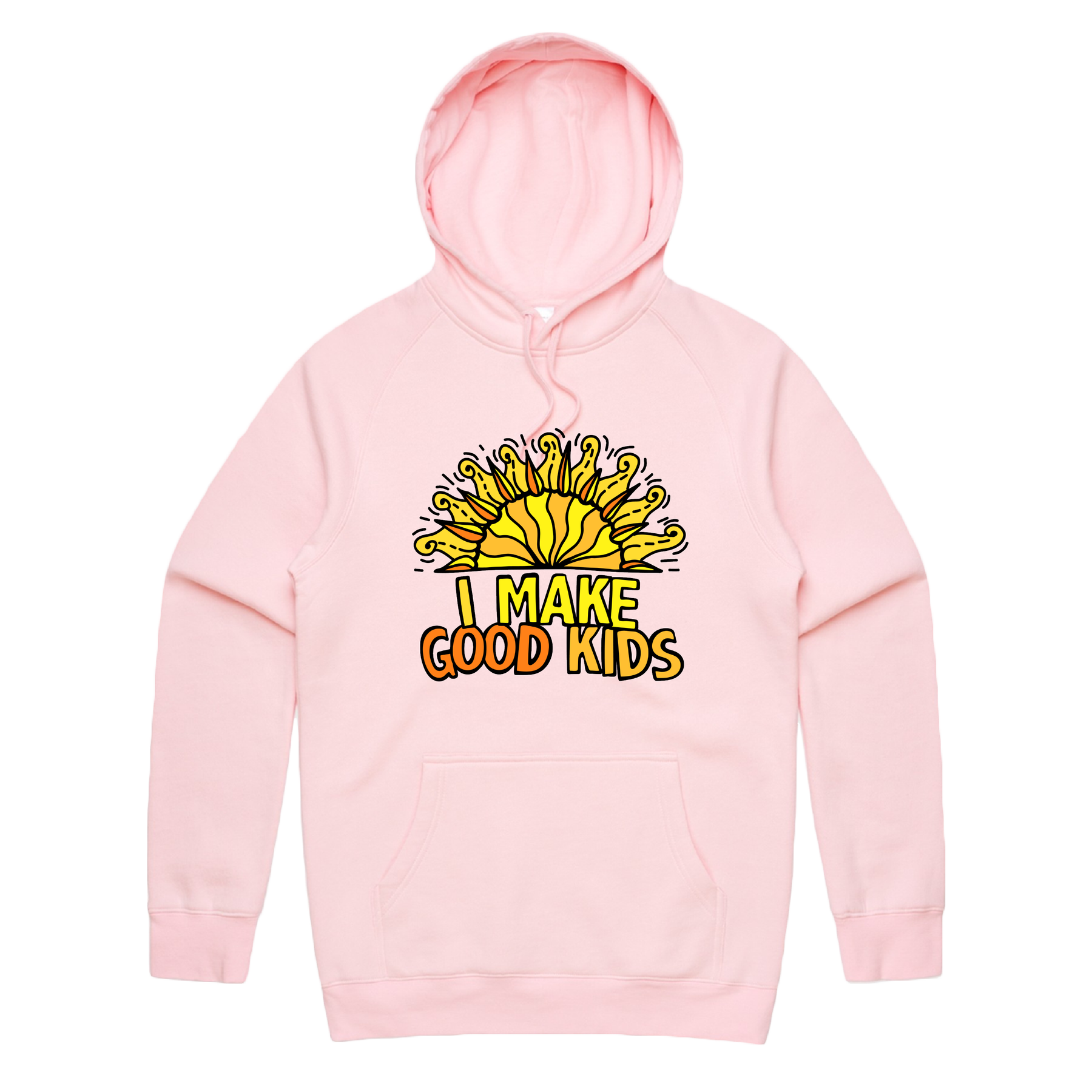 S / Pink / Large Front Print I Make Good Kids ๐ฉโ๐งโ๐ฆ - Unisex Hoodie