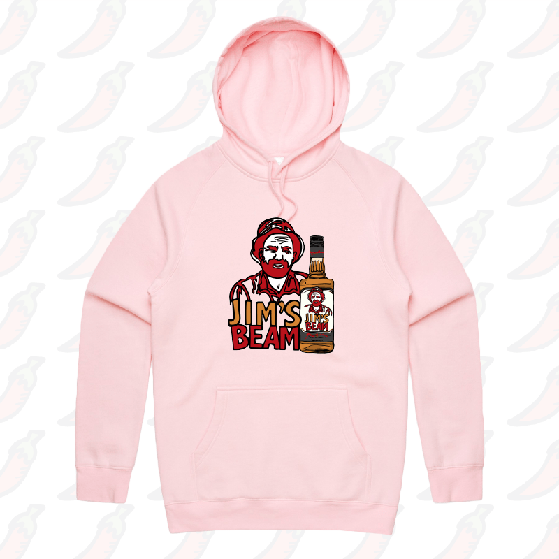 S / Pink / Large Front Print Jimโs Beam ๐ฅ๐ โ Unisex Hoodie