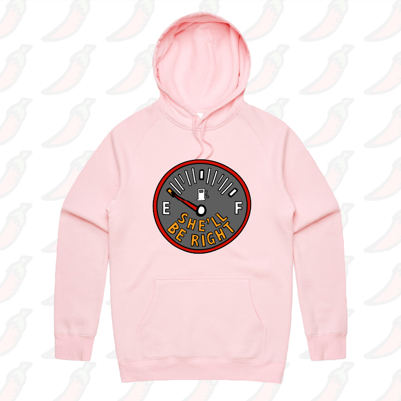 S / Pink / Large Front Print She’ll Be Right Fuel 🤷⛽ – Unisex Hoodie