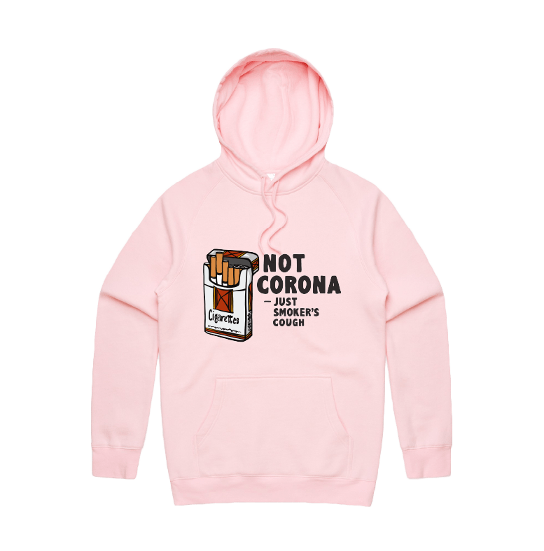 S / Pink / Large Front Print Smoker's Cough 🚬 - Unisex Hoodie