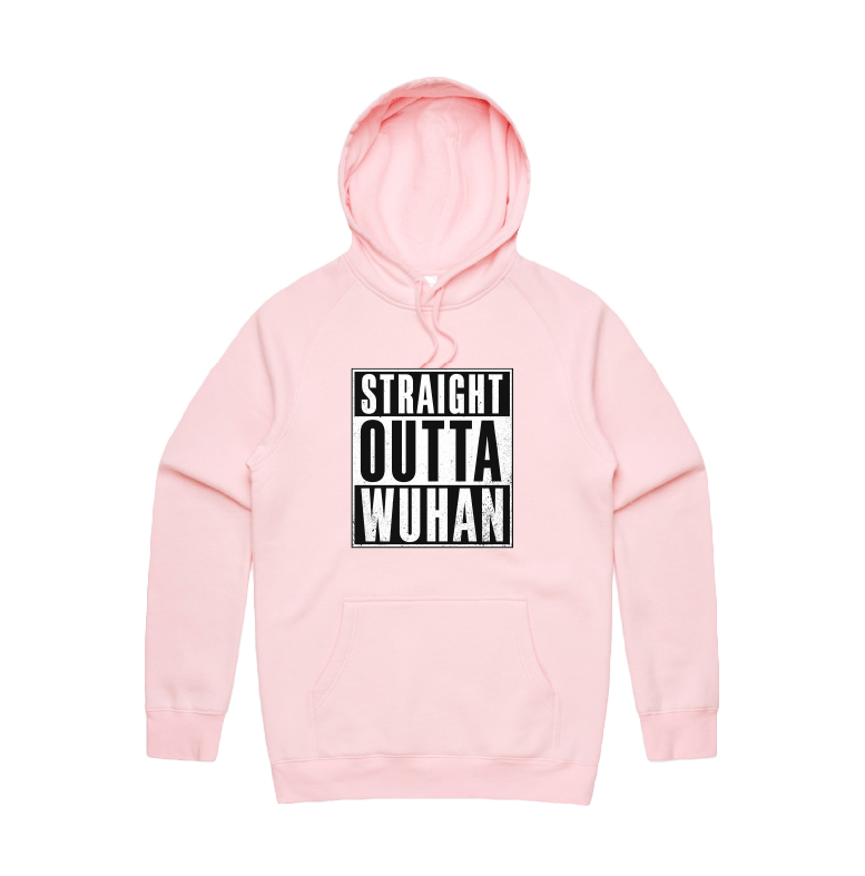 S / Pink / Large Front Print Straight Outta Wuhan โ๐พ - Unisex Hoodie