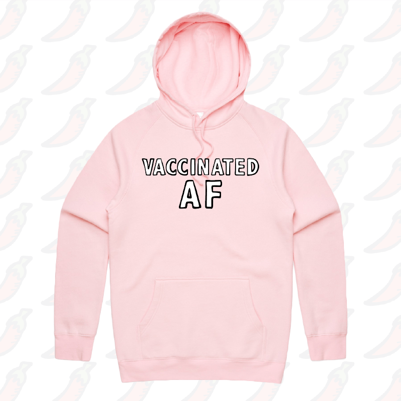 S / Pink / Large Front Print Vaccinated AF ๐ - Unisex Hoodie