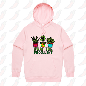 S / Pink / Large Front Print What The Fucculent 🌵 – Unisex Hoodie