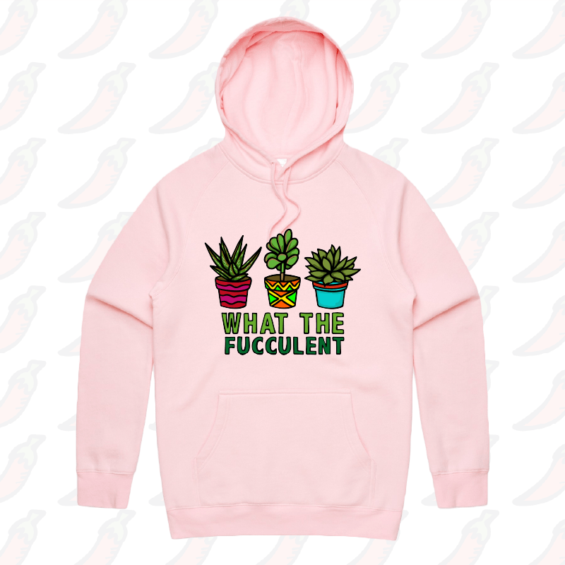S / Pink / Large Front Print What The Fucculent ๐ต โ Unisex Hoodie