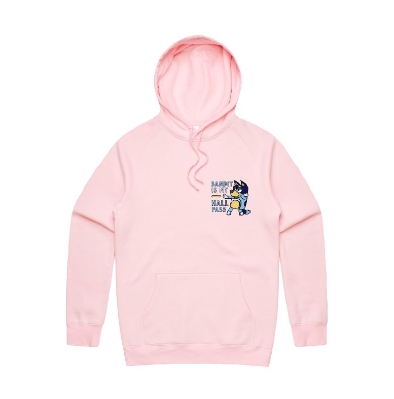 S / Pink / Small Front Design Bandit Hall Pass 🦴 - Unisex Hoodie