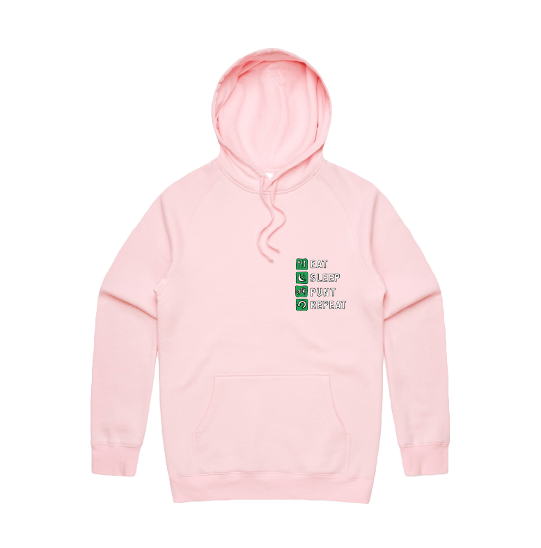 S / Pink / Small Front Design Eat Sleep Punt Repeat ๐ - Unisex Hoodie