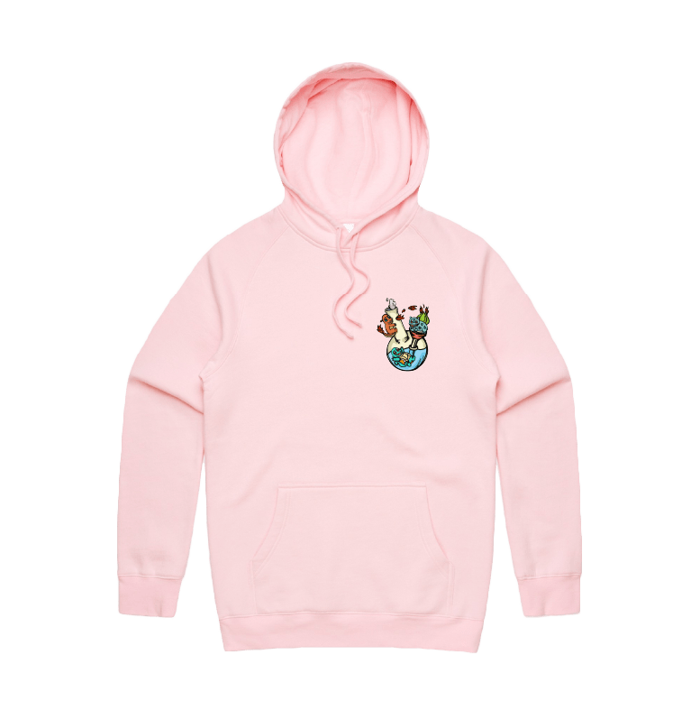 S / Pink / Small Front Design Pokebong 🦎 - Unisex Hoodie