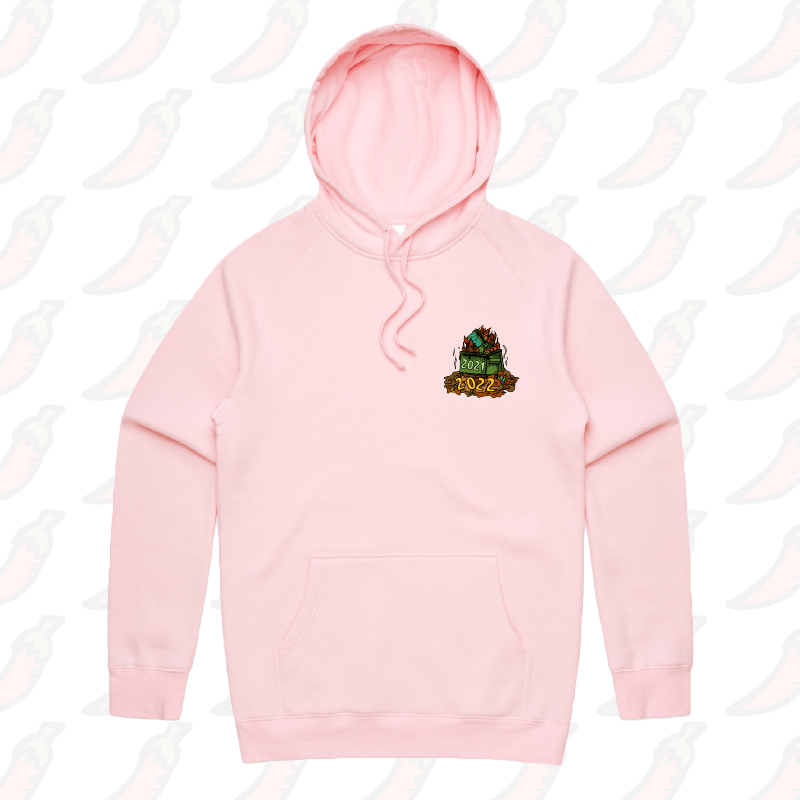 S / Pink / Small Front Print 2022 Dumpster Fire ๐ฅ ๐๏ธ โ Unisex Hoodie