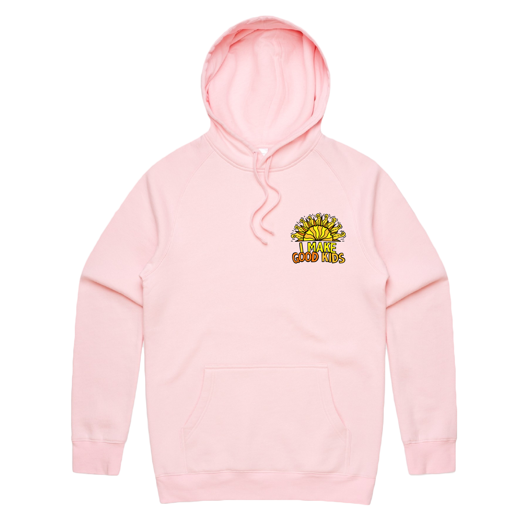 S / Pink / Small Front Print I Make Good Kids ๐ฉโ๐งโ๐ฆ - Unisex Hoodie