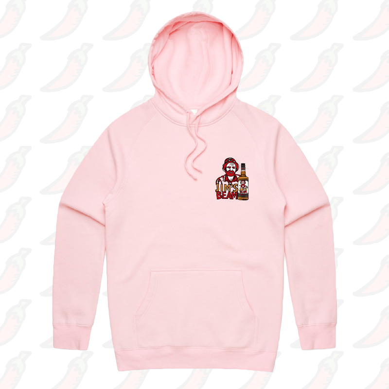 S / Pink / Small Front Print Jimโs Beam ๐ฅ๐ โ Unisex Hoodie