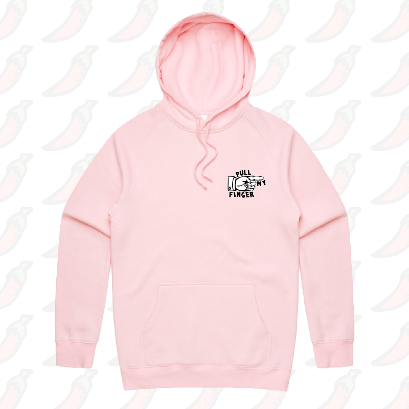 S / Pink / Small Front Print Pull My Finger ๐ โ Unisex Hoodie
