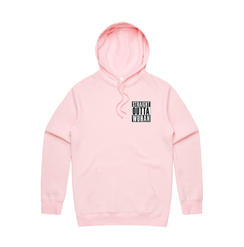 S / Pink / Small Front Print Straight Outta Wuhan โ๐พ - Unisex Hoodie