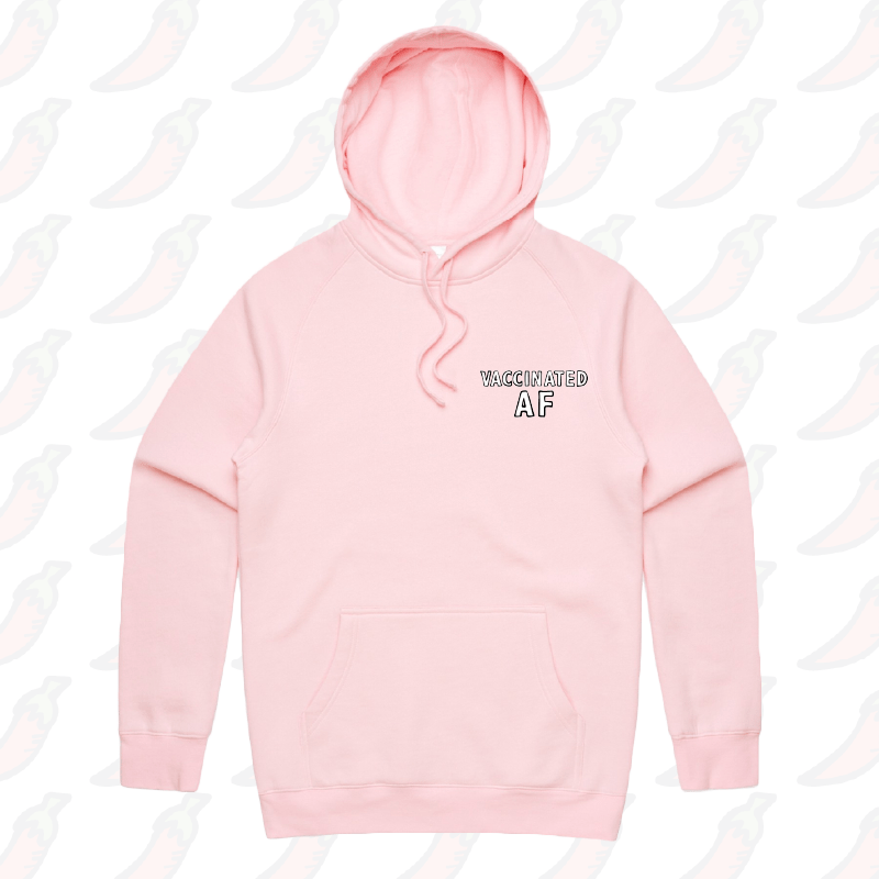 S / Pink / Small Front Print Vaccinated AF ๐ - Unisex Hoodie