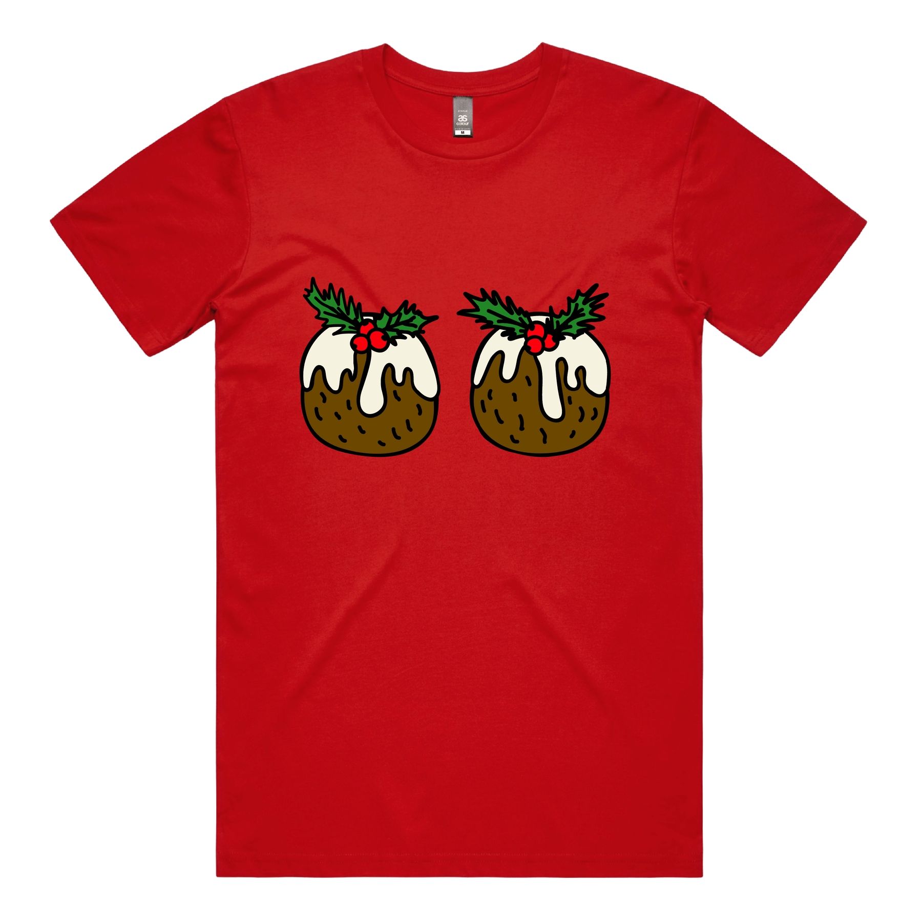 S / Red / Large Front Design Christmas Puddings ๐ฐ๐ฐ โ Men's T Shirt