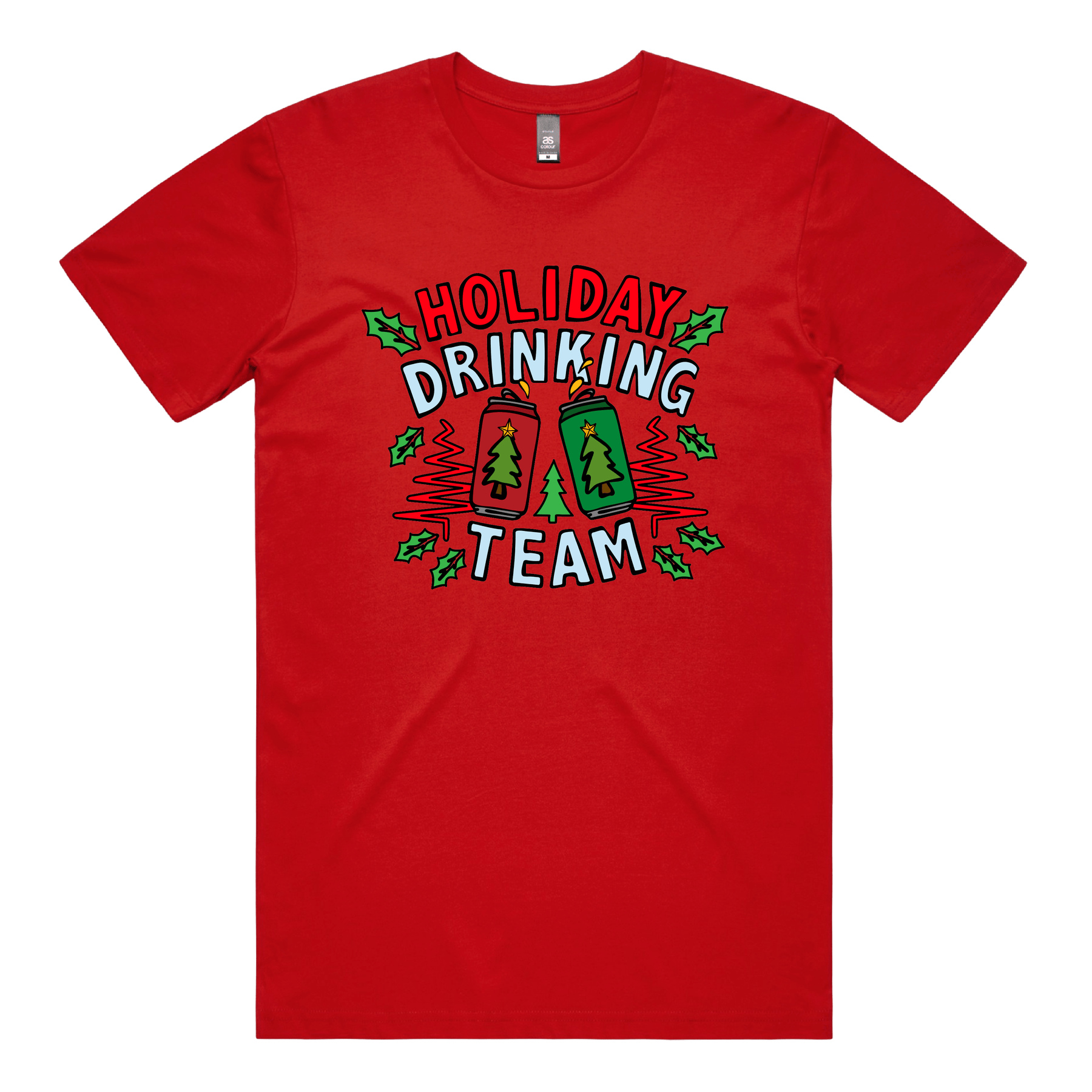 S / Red / Large Front Design Holiday Drinking Team ๐ป๐ โ Men's T Shirt