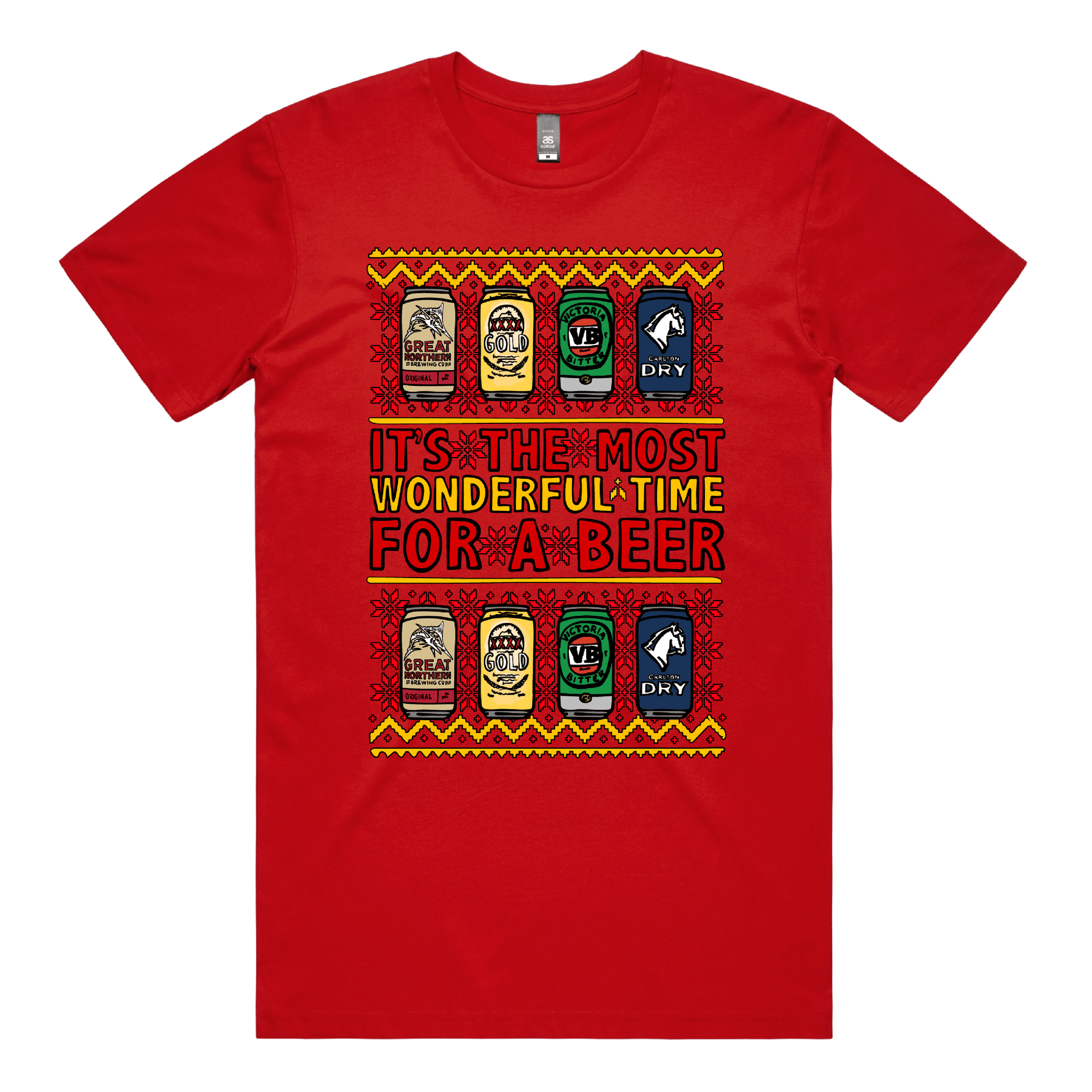 S / Red / Large Front Design Most Wonderful Time For A Beer ๐๐ป โ Men's T Shirt