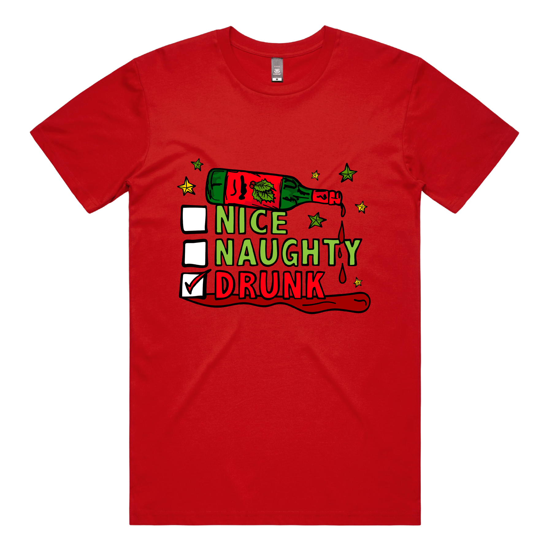 S / Red / Large Front Design Naughty Nice List โ
โ - Men's T Shirt