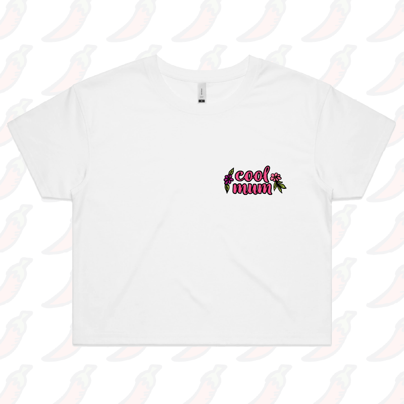 S / White Cool Mum 🌷– Women's Crop Top
