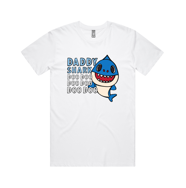 S / White / Large Front Design Daddy Shark ๐ฆ - Men's T Shirt