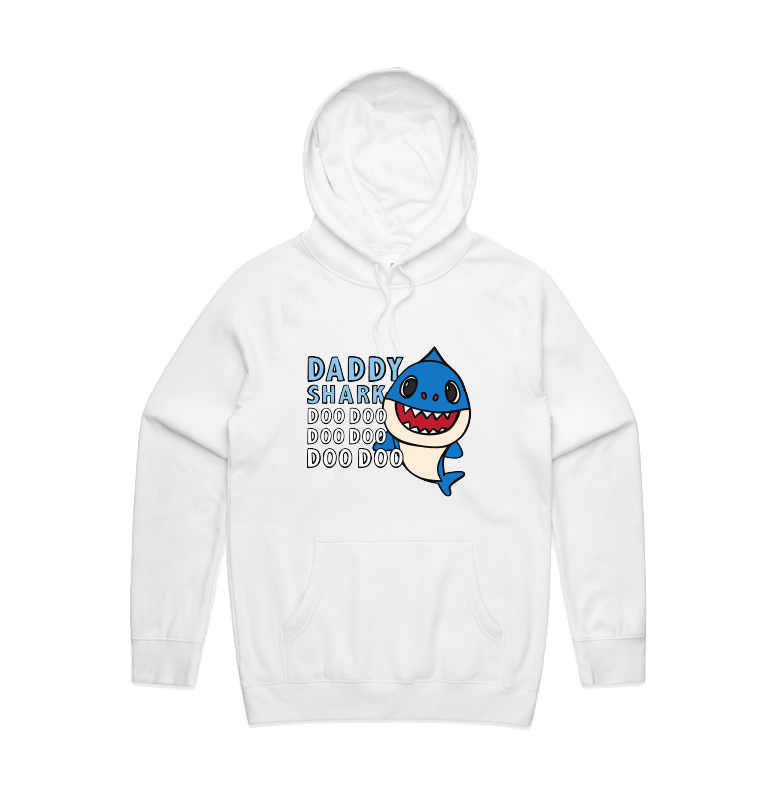 S / White / Large Front Design Daddy Shark 🦈 - Unisex Hoodie